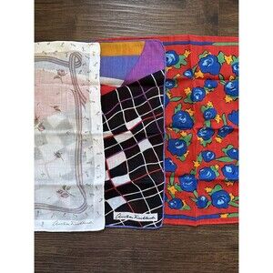 Vintage Christian Fischbacher MCM 80s 70s Cottagecore Granny Handkerchief Set(3)